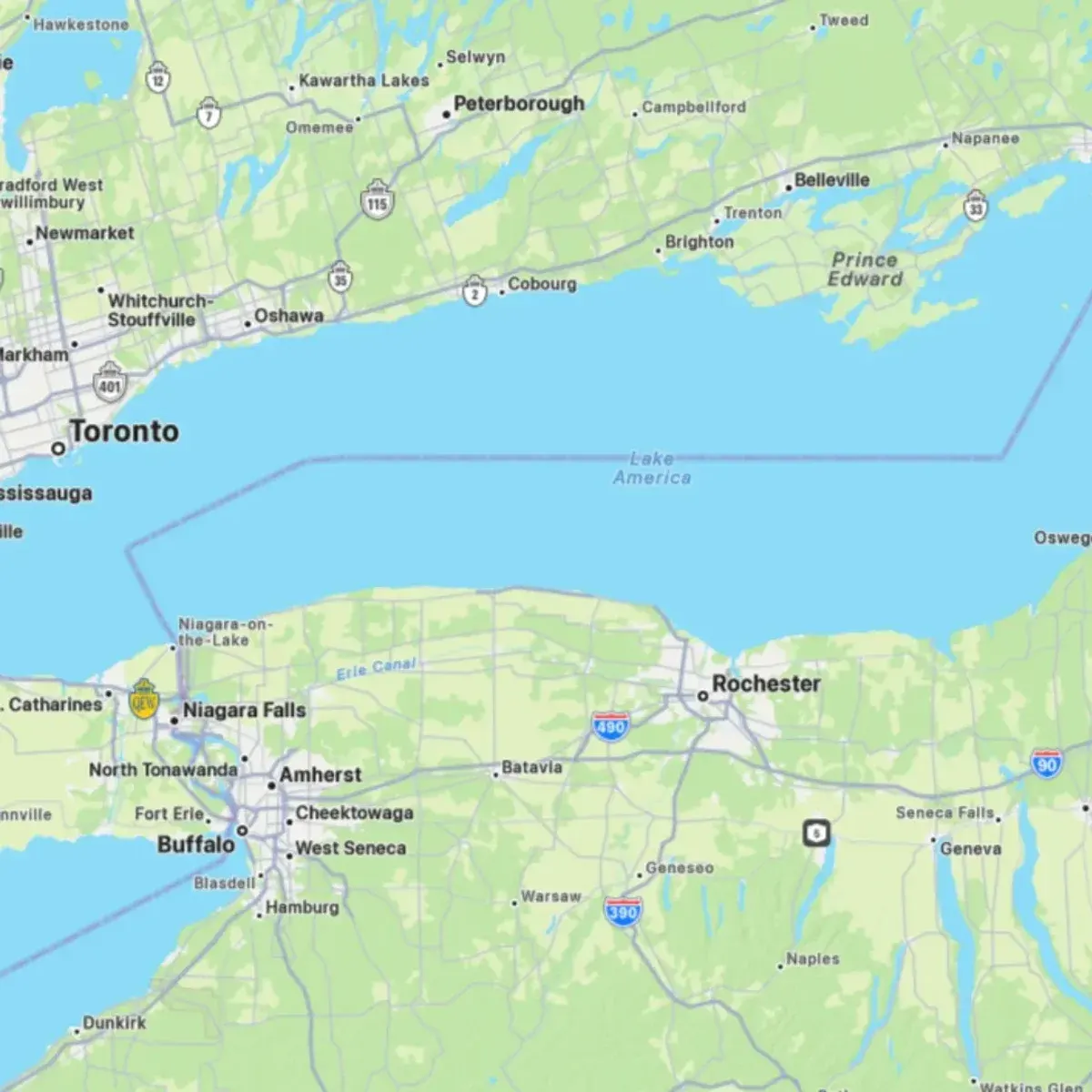 Apple Maps перейменував озеро Онтаріо для користувачів у США